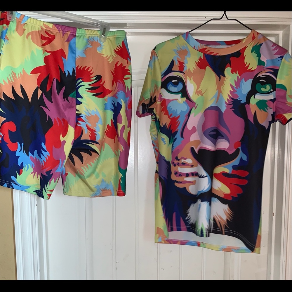 Multi colored safari 2 piece set.